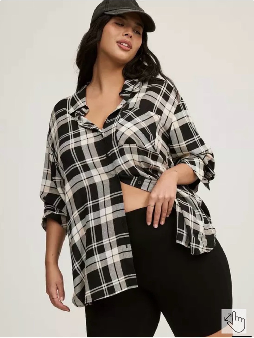 torrid Black and White Plaid Button-Down Shirt